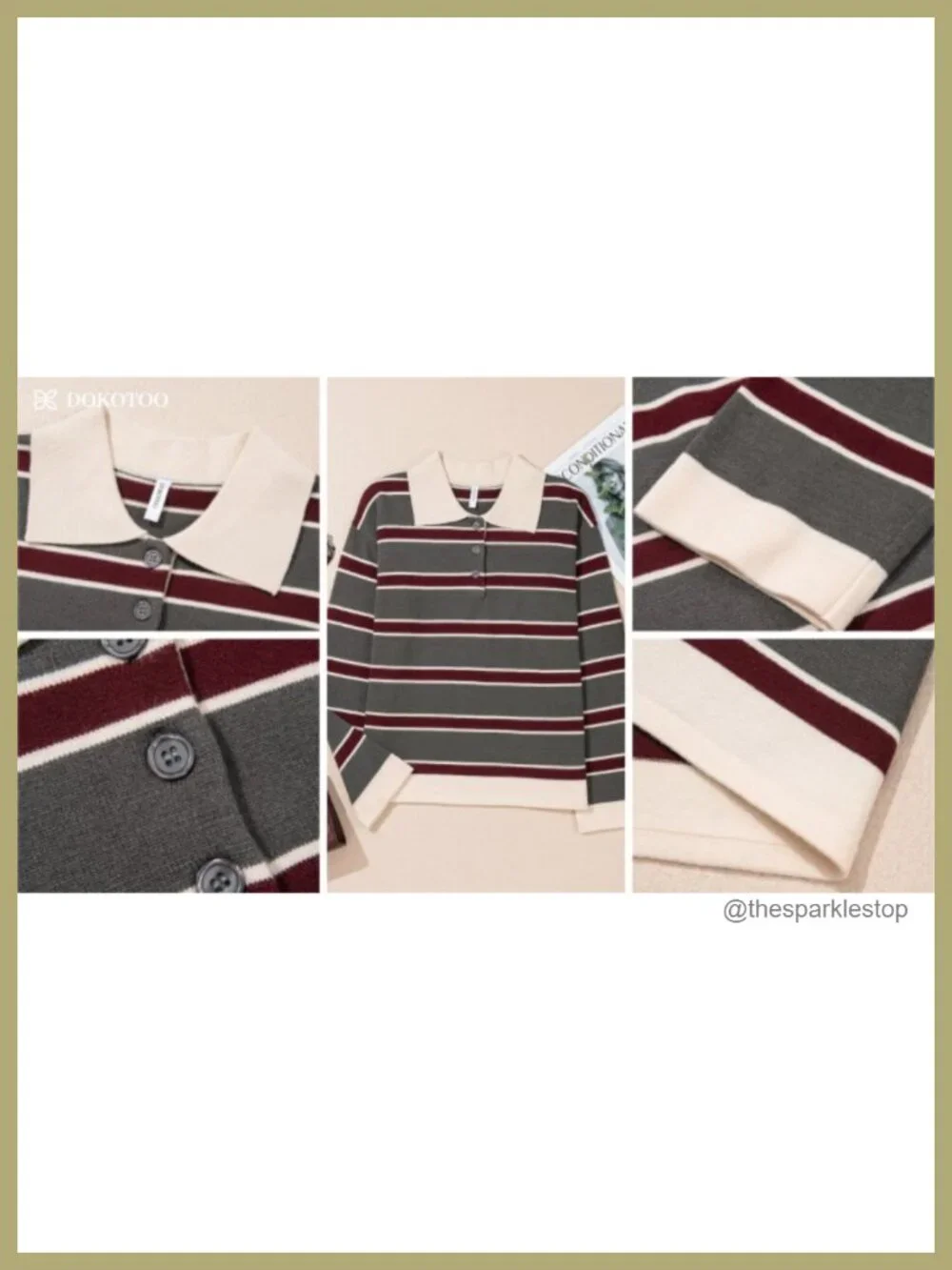 Oversized Striped Knit Polo Sweater